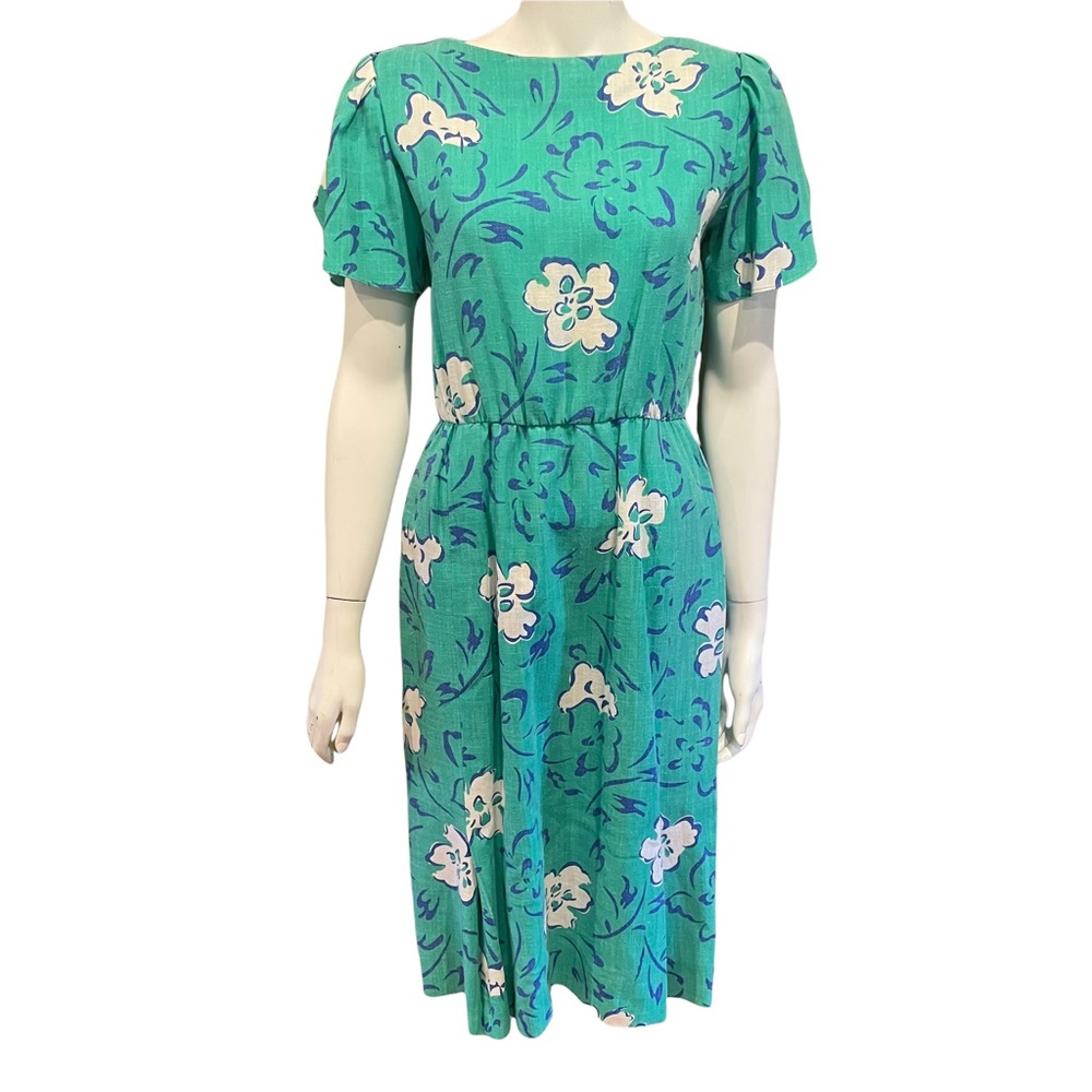 Vintage B Altman and Co Floral Cap Sleeve A Line Dress | Size: 10